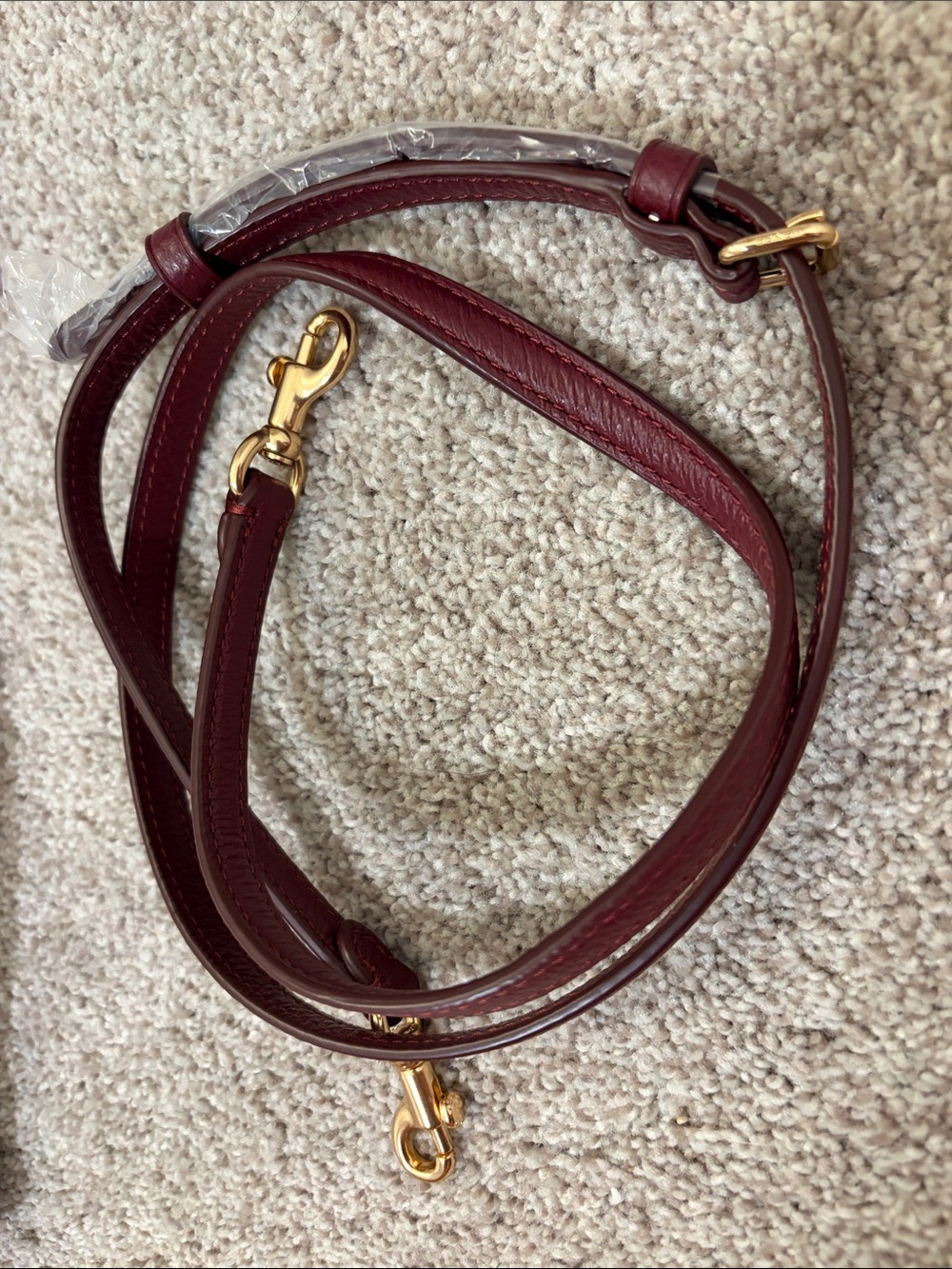 NWT Maroon/Red Coach Adjustable Leather Crossbody Strap Brass Hardware
